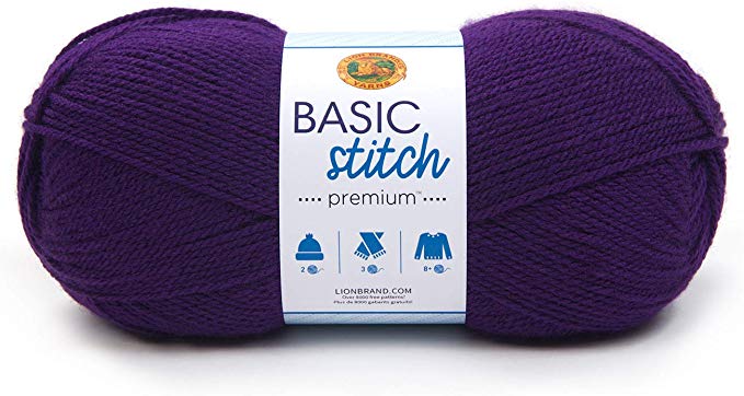 Lion Brand Yarn 201-147 Basic Stitch Premium Yarn, BlackBerry