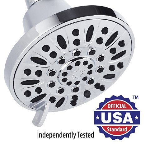 AquaDance® Premium High Pressure 6-setting 4-Inch Shower Head for the Ultimate Shower Spa Experience! Officially Independently Tested to Meet Strict US Quality & Performance Standards!