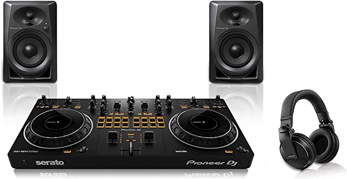 Pioneer Pro DJ Bundle with DDJ-REV1   DM-40 Set   HDJ-X5 Headphones