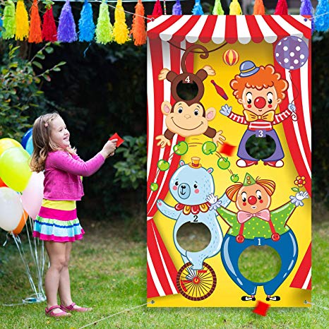 Carnival Toss Games with 3 Bean Bag, Fun Carnival Game for Kids and Adults in Carnival Party Activities, Great Carnival Decorations and Suppliers (Circus Animal)