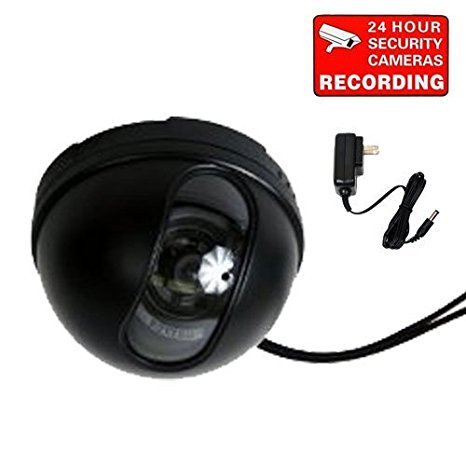 VideoSecu Dome Security Camera 3.6mm Wide View Angle Lens 420TVL CCD CCTV for Home Surveillance DVR System with Power Supply and Free Warning Sticker DM35B M9Z