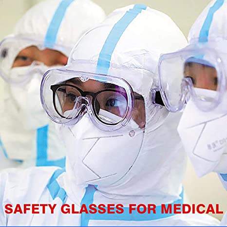 CARFIA Medical Safety Glasses Protective Goggles 360° Eyes Protection for Home & Workplace, Clear Anti-Fog Scratch Resistant Wrap-Around Lenses, Blocking Flying Saliva and Dust