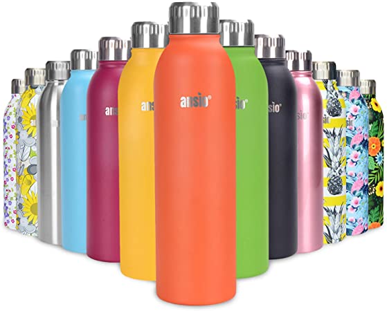 Water Bottle,Vacuum Flask & Stainless Steel Water Bottle Double Walled Insulated Drinks Bottle Hot&Cold BPA Free Outdoor Sports Camping Hiking Cycling- 500ML- Outrageous Orange -Lifetime Guarantee
