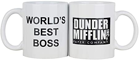 BQN Coffee Mug with Dunder Mifflin, Unop Dunder Mifflin The Office-World’s Best Boss-13OZ