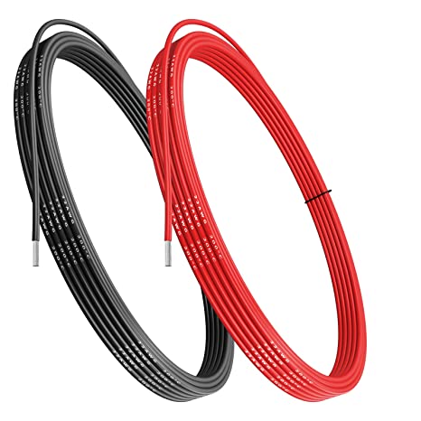 22 AWG 0.32mm² Electrical Wire - 22 Gauge Silicone Cable 5 Meters [2.5m Black 2.5m Red] Soft and Flexible Low Impedance, High Temperature Resistance Tinned Copper Wire Solder Through Quickly for DIY