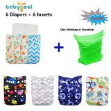 Babygoal Baby Reuseable Washable Pocket Cloth Diaper 6pcs 6 Inserts 6fb15