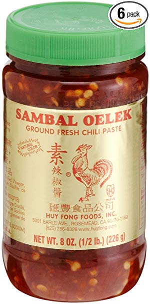 Huy Fong, Sambal Oelek Chili Paste, 8-Ounce Bottles (Pack of 6)