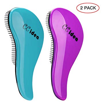 Detangling Brush - Hair Brush- Glide Thru Detangler Hair Comb or Brush - No More Tangle - Adults & Kids by CCidea (Blue & Purple Set)