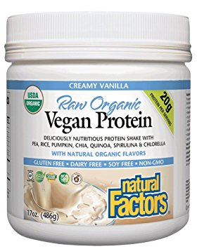 Natural Factors - Raw Organic Vegan Protein, Gluten Free, Dairy Free & Non-GMO, Creamy Vanilla, 15 Servings (17 oz)