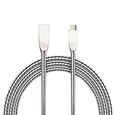 Kocopoo Steel Wire winding Tangle-Free USB 2.0 High Speed Data Sync Lighting Charging Cables for iPhone 7/7 /6/6 /6s/6s /5/5s/5c/SE, iPad(1 Meter,Silver)