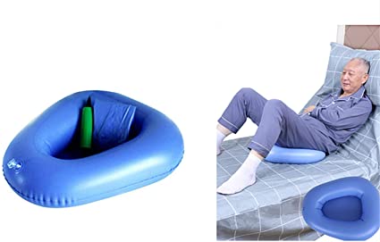 Portable Air Cushions Bedpan, Inflatable Potty Bedside Toilet Nursing Urinals for Bedridden Elder Bedbound Patient Healthcare, Blue