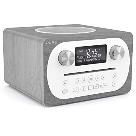 Pure Evoke C-D4 All-in-One Music System with DAB/DAB /FM Digital Radio, Bluetooth Music Streaming, Dual Alarms and CD Player - Grey Oak