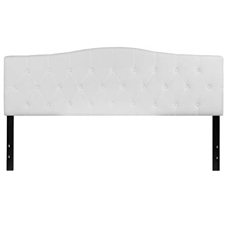 Flash Furniture Cambridge Tufted Upholstered King Size Headboard in White Fabric