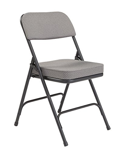 National Public Seating 3200 Series Steel Frame Upholstered Premium Fabric Seat and Back Folding Chair with Double Brace, 300 lbs Capacity, Charcoal Gray/Black (Carton of 2)