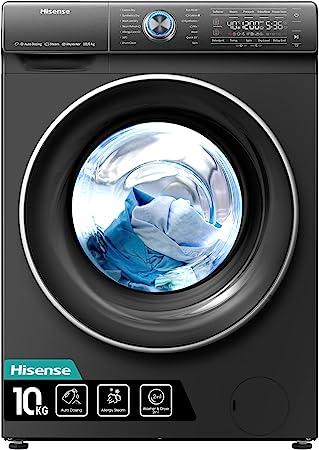 Hisense WDQR1014EVAJMB Freestanding 10 KG Front Load Washer Dryer Auto Dosing-Steam-Big LED Touchscreen 1400 RPM 10 kg /6 kg Load Black Energy Rating E