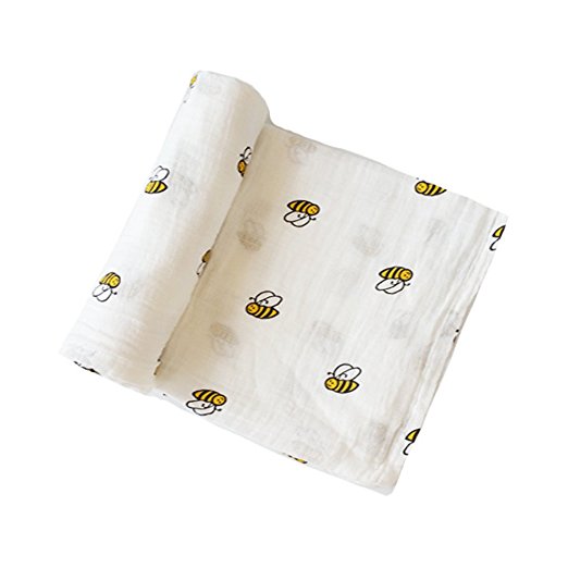 YeahiBaby Newborn Baby Infant Muslin Gauze Cotton Swaddle Blanket Wrapping (Littie Bee)