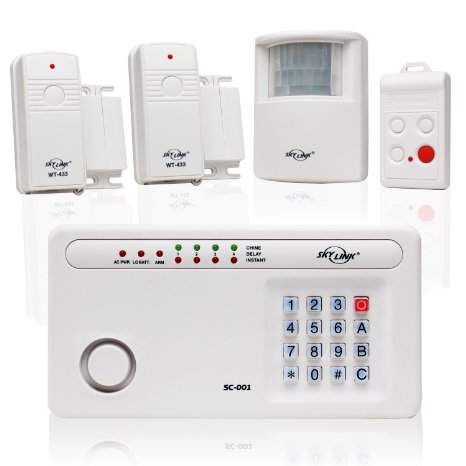 Skylink SC-100W Wireless Deluxe Home and Office Burglar Alarm System Alert Security Package  Affordable Easy to Install DIY