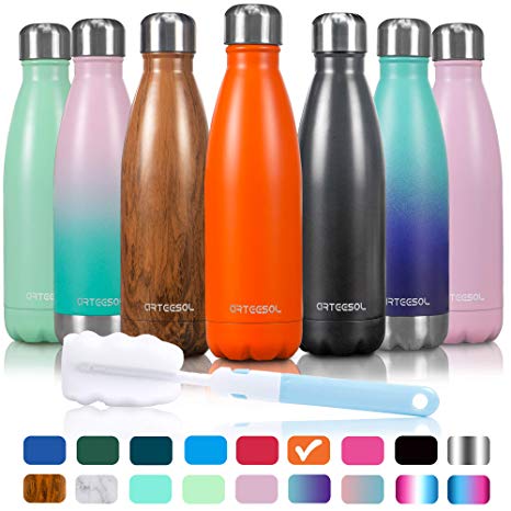 arteesol Water Bottle | Leakproof Cola Shape Bottle Keep Hot&Cold | Double Wall Vacuum 18/8 Stainless Steel Bottle | Narrow Mouth Personalized Texture-for Outdoor Activities