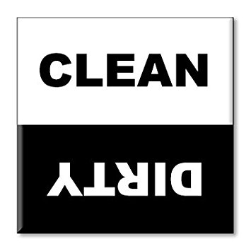 Clean Dirty Dishwasher Magnet Sign Indicator - Plain Black and White San Serif Design