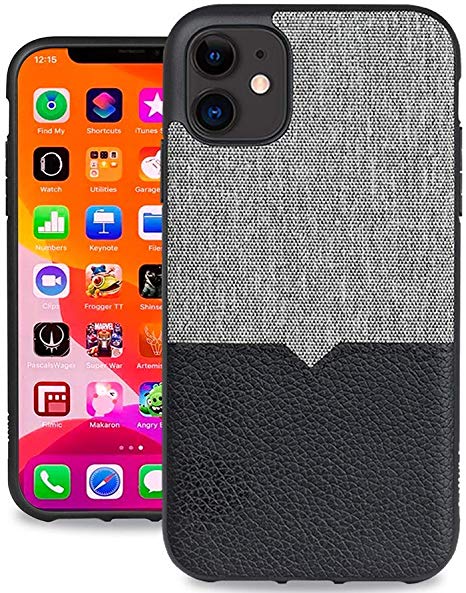 Evutec iPhone 11 6.1 Inch, Unique Heavy Duty Case Northill Premium Leather TPU Shock Proof Interior Protective Durable Stylish Phone Case Cover-Canvas/Black (AFIX  Vent Mount Included)