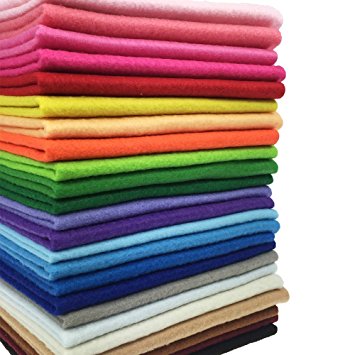 24pcs Thick 1.4mm Soft Felt Fabric Sheet Assorted Color Felt Pack DIY Craft Sewing Squares Nonwoven Patchwork (3030cm)