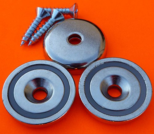 3Pc Super Strong 100 lbs Neodymium Cup Magnet 1.42" Countersunk Round Base Mounting Magnet Used as Tool Holder, Door Latch w/Screws, The Strongest & Most Powerful Rare Earth Magnets by Applied Magnets