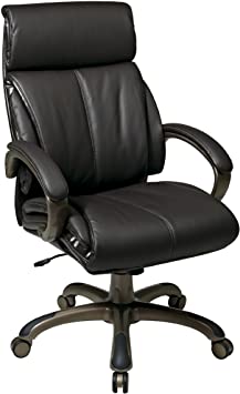 Office Star Executive Eco Leather Chair with Locking Tilt Control and Coated Base, Espresso