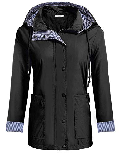 Zeagoo Women's Raincoat Lightweight Hooded Jacket Waterproof Packable Active Outdoor Rain Coats