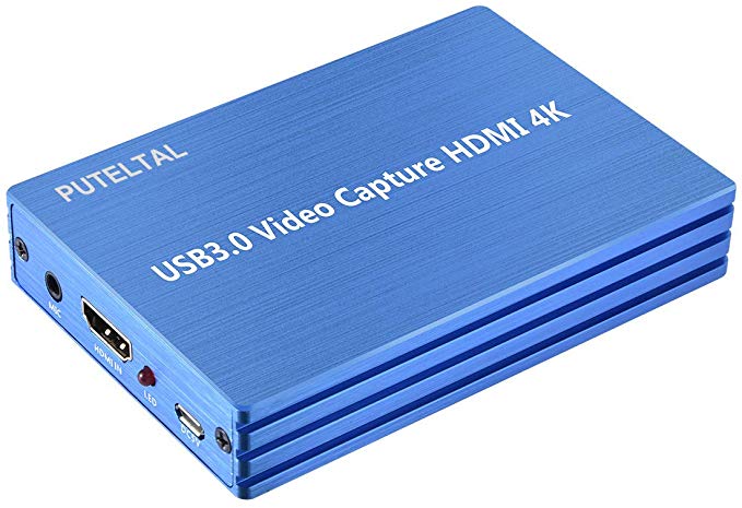 PUTELTAL 4K HDMI to USB 3.0 Video Capture Card Dongle 1080P Full HD Video Recorder for OBS Gaming Live Streaming HD Capture Box for PS3 PS4 Xbox Wii U & More