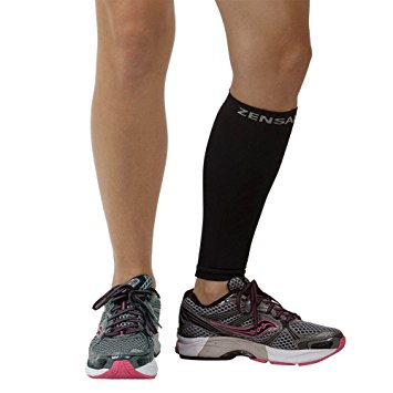 Zensah Calf / Shin Splint Compression Sleeve - Treat Shin Splints and Calf Strains - Compression Sleeve for Running, Basketball, Tennis, Hiking and Jogging - Shin Compression Sleeve (SINGLE SLEEVE)