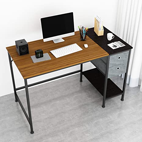 JOISCOPE Computer Desk with Shelves,Laptop Table with Non-Woven Drawer,47 inches(Dark Oak Finish)