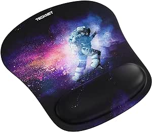 TECKNET Mouse Pad with Wrist Support Ergonomic Gaming Mouse Pad Pain Relief Portable Comfortable Mousepad for Computer Laptop Office Home and Travel Non-Slip Base Waterproof Surface (Astronaut)