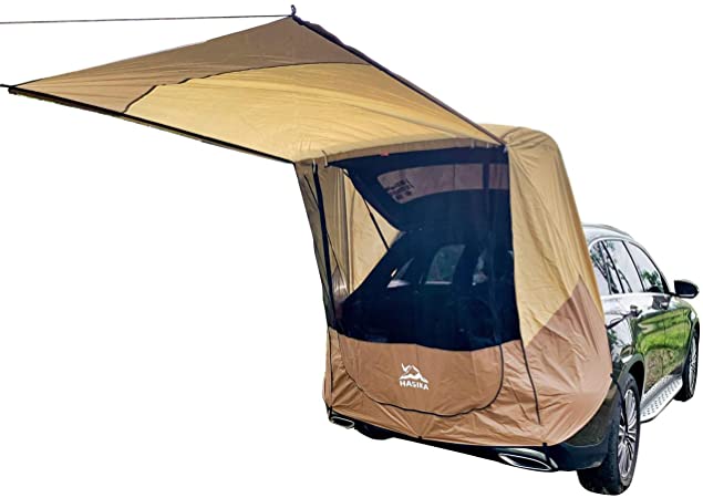 Hasika Tailgate Shade Awning Tent for Car Travel Small to Mid Size SUV Waterproof 3000MM Yellow