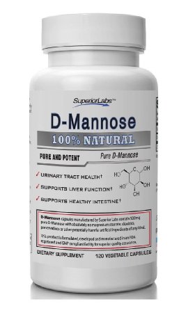 1 D-Mannose by Superior Labs - No Magnesium Stearate 500mg 120 Vegetable Caps - Made In USA 100 Money Back Guarantee