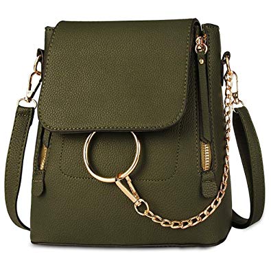 Olyphy Fashion Leather Chain Backpack for Women, Designer Mini Shoulder Bag Crossbody Backpack