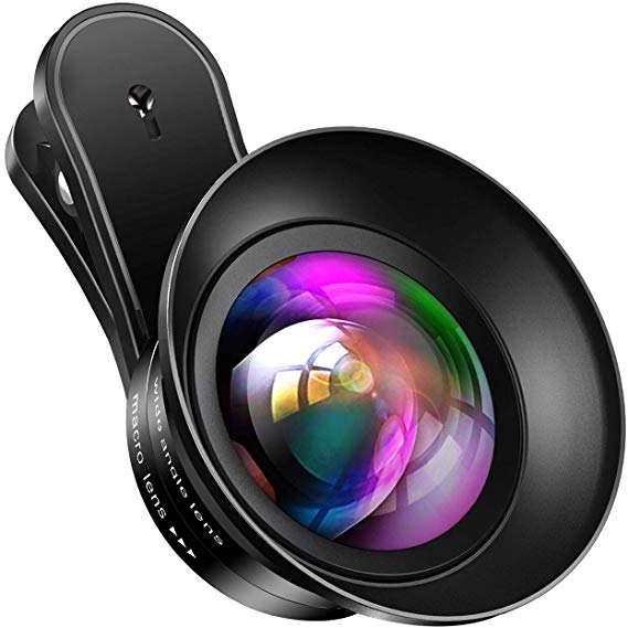 Cell Phone Camera Lens Kit, GLHMOGM 15X Macro and 0.45X Wide Angle Phone Lens Kit with LED Light and Travel Case, iPhone Camera Lens for iPhone11 x 8 xr 7, Samsung, Pixel and More
