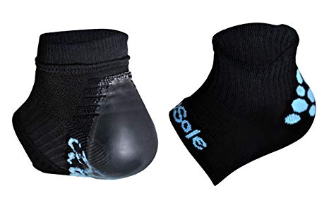 KidSole RX Gel Sports Sock for Kids with Heel Sensitivity from Severs Disease, Plantar Fasciitis (Kid's 2-7, Black)