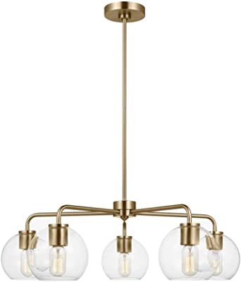 Sea Gull Lighting 3002505-848 Orley - 5 Light Chandelier, Satin Brass Finish with Clear Glass