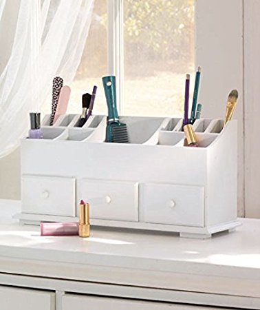 Simply Simily Desk Drawer and Makeup Storage Organizer with 3 Drawers, White