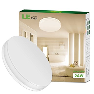 LE 24W Dimmable LED Ceiling Light, 33cm, Waterproof IP54, 2100lm, Warm White, 120° Beam Angle, 100W Incandescent Bulb Replacement, Flush Mount Lighting for Bathroom, Bedroom, Kitchen, Hallway