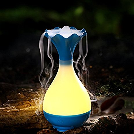 Bottle Night Light Essential Oil Diffuser, Air Aroma Humidifier Ultrasonic Mist Maker Fogger for Bedroom Office Car Spa Yoga,5V 100ml USB (Blue)