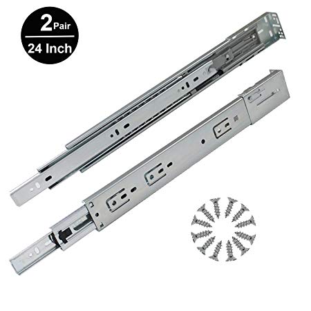 Gobrico 24in Full Extension Soft/Self Close Ball Bearing Rear/Side Mount Drawer Slides with Brackets - 2 Pairs (4 Pieces)