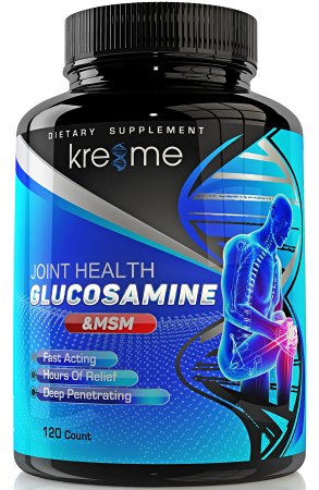 Kre8me Extra Strength Glucosamine Complex with MSM, Chondroitin, Hyaluronic Acid and FruiteX-B, Supplements for Joint Support, 120-Count, No Artificial Flavors or Preservatives