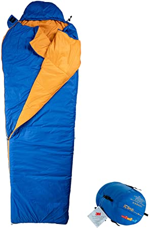 iClimb 3M Thinsulate Insulation Two-Layer Mummy Sleeping Bag with Compression Sack Ultralight Compact Warm Washable 3 Season for Adults Teens Kids Backpacking Camping Hiking Indoor Outdoor