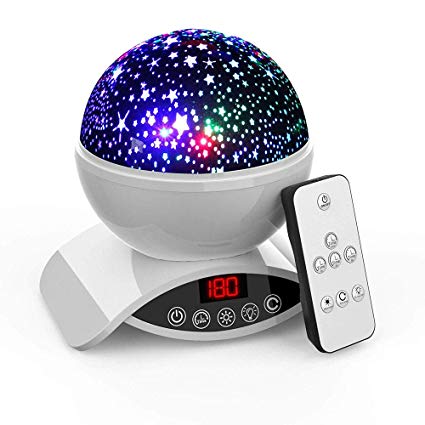Aisuo Night Lights, Star Projector, Dimmable Combinations Romantic Starry Sky Lamp,with Timer, Rotating 7 Color Options,Rechargeable Lithium Battery & Remote Control,Dimmable Function, Ideal Gift for Kids and Children(White)