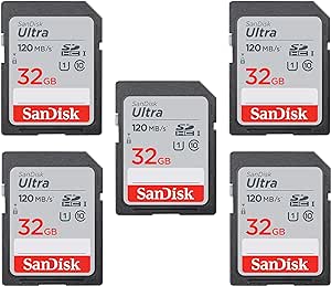 SanDisk 32GB Ultra SDHC UHS-I Class 10 Memory Card 120MB/s U1, Full HD, SD Camera Card SDSDUN4-032G (5 Pack) Bundle with (5) GoRAM Plastic Cases