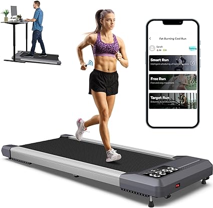 Walking Pad with Incline, Under Desk Treadmill, Upgraded Smart Treadmill Works with ZWIFT KINOMAP WELLFIT Apps, 300 LBS Weight Capacity Portable Standing Desk Treadmill for Home,Office,Apartment