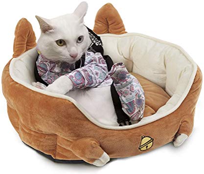 MushroomCat Round Lovely cat face Shape Bed, Comfortable nest, Antiskid Bottom, Easy to Clean