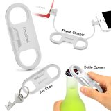 AmaziPro8 iPhone Charge Sync Cable  Bottle Opener  keychain White