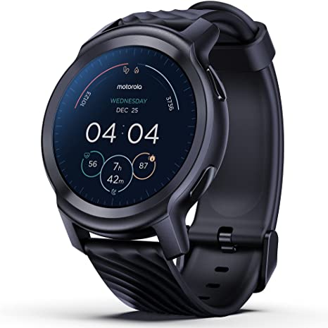 Motorola Moto Watch 100 Smartwatch - 42mm Smartwatch with GPS for Men & Women, Up to 14 Day Battery, 24/7 Heart Rate, SpO2, 5ATM Water Resistant, Always-on Display, Android Compatible - Phantom Black